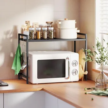 Úložný box HOMCOM Police na mikrovlnku 496269 černá