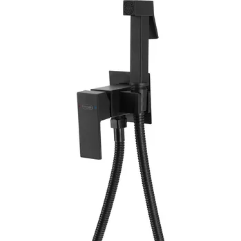 Vodovodní baterie Podomítková bidetová baterie se Stop sprškou, hadice 1,2m, hranatá, černá mat