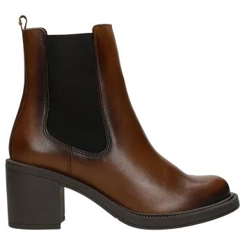 Dámské polobotky Hnědé Kožené Kotníkové Boty Na Podpatku Wojas 5532052 38