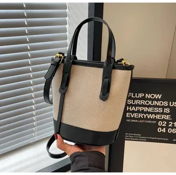 Kabelka Plátěná dámská kabelka – kombinace shopper a crossbody stylu Barva (Varianta): Černá