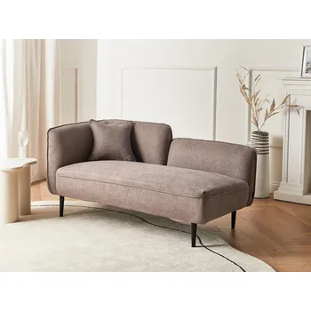 Křeslo Lenoška světle hnědá polyesterové čalounění kovové nohy levostranná s polštářem moderní design Beliani