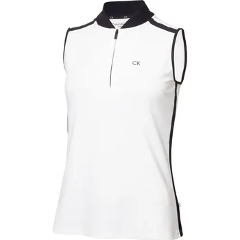 Calvin Klein Golf Sleeveless Performance Polo Shirt White Navy 16 (XL)