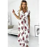 Numoco basic Numoco LISA Plisované midi šaty s výstřihem a volány - tmavě červené růže 434-8 Barva: Tělová, Velikost: UNI