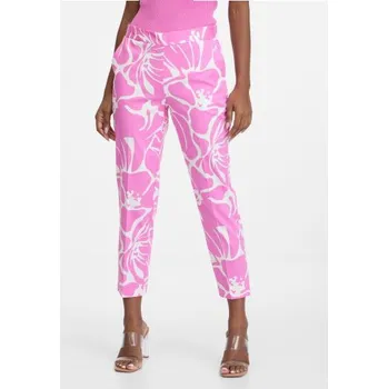 Růžovo-bílé dámské vzorované kalhoty