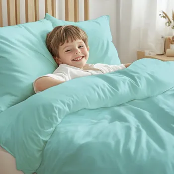Povlečení Dětské bavlněné povlečení do postýlky Moni MO-062 Světle tyrkysové Do postýlky 90x140 a 40x60 cm