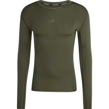 Pánské sportovní triko adidas TECHFIT LS TEE XL Tmavě šedá, Khaki