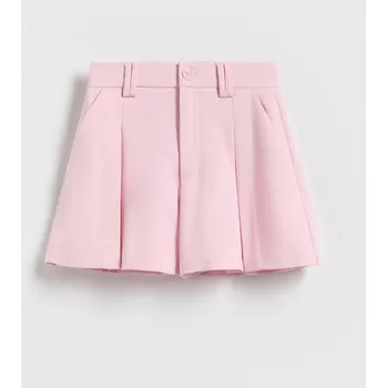 Dívčí kalhoty Reserved - Plisované šortky z viskózy - růžová - 573EI-30X - 573EI-30X-164