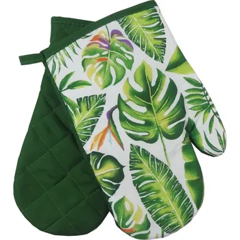 Chňapka Chňapka kuchyňská /rukavice s magnetem a poutkem - Listy zelená