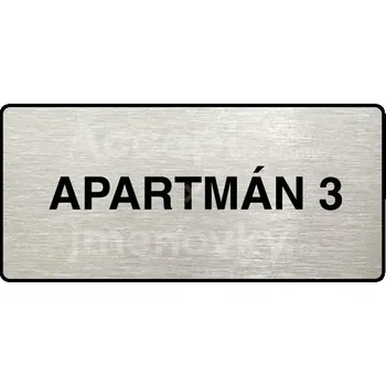 Značení Stříbrný piktogram "APARTMÁN 3" s černým&nbsp;textem a rámečkem&nbsp;-
