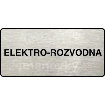 Informační tabulka Stříbrný piktogram "ELEKTRO-ROZVODNA" s černým textem a rámečkem - 160 x 80 mm