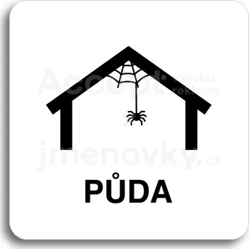 Značení Bílý piktogram "půda III" s černým textem bez rámečku -