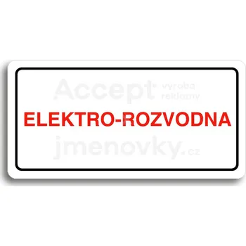 Informační tabulka Bílý piktogram "ELEKTRO-ROZVODNA" s červeným textem a rámečkem&nbsp;-