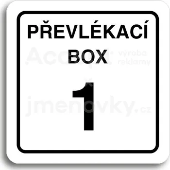 Informační tabulka Bílý piktogram "převlékací box X" s černým textem a rámečkem&nbsp;-