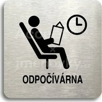Informační tabulka Stříbrný piktogram "odpočívárna II" s černým&nbsp;textem bez rámečku -