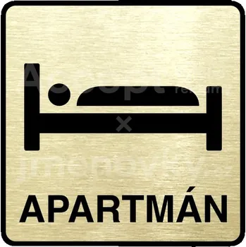 Značení Zlatý piktogram "apartmán II" s černým&nbsp;textem a rámečkem&nbsp;-