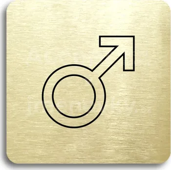 Informační tabulka Zlatý piktogram "WC muži V" s černým&nbsp;textem bez rámečku&nbsp;-