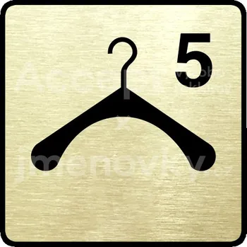 Značení Zlatý piktogram "šatna 5 III" s černým textem a rámečkem -