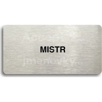Značení Stříbrný piktogram "MISTR" s černým&nbsp;textem bez rámečku -