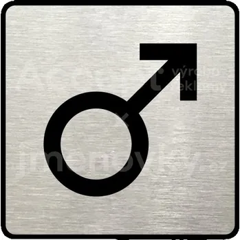 Značení Stříbrný piktogram "WC muži IV" s černým&nbsp;textem a rámečkem&nbsp;-