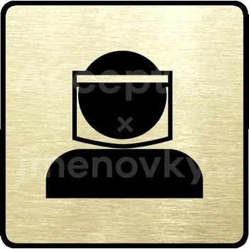 Informační tabulka Zlatý piktogram "ochranný štít III" s černým textem a rámečkem - 80 x 80 mm