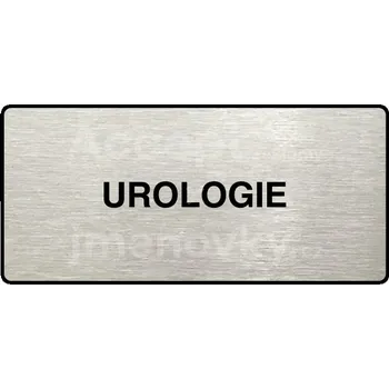 Informační tabulka Stříbrný piktogram "UROLOGIE" s černým textem a rámečkem -