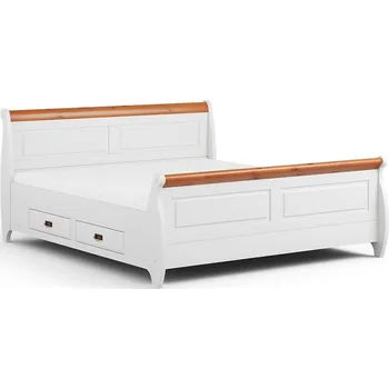 Postel Massivo.cz Postel Toskania 140 se šuplíky, borovice, masiv, 140x200 cm, dekor bílá-medová