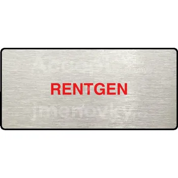 Informační tabulka Stříbrný piktogram "RENTGEN" s červeným textem a rámečkem -