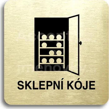 Informační tabulka Zlatý piktogram "sklepní kóje IV" s černým&nbsp;textem bez rámečku&nbsp;-