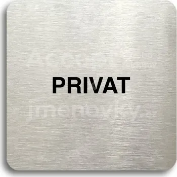 Značení Stříbrný piktogram "privat" s černým&nbsp;textem bez rámečku -