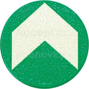 ACCEPT Únikové a protipožární fotoluminiscenční značení SMĚROVKA PODLAHOVÁ - hliníková samolepka Ø 9,5 cm