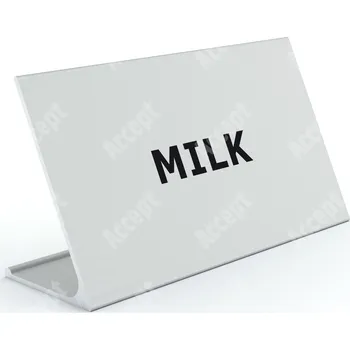 Jmenovka na stůl Informační stojánek D-62 "MILK" - stříbrná