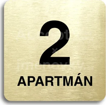 Informační tabulka Zlatý piktogram "2 apartmán" s černým textem bez rámečku -