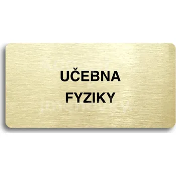 Značení Zlatý piktogram "UČEBNA FYZIKY" s černým&nbsp;textem bez rámečku&nbsp;-