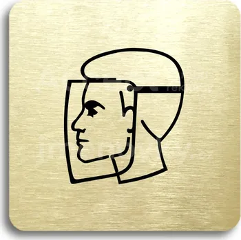 Značení Zlatý piktogram "ochranný štít II" s černým textem bez rámečku -