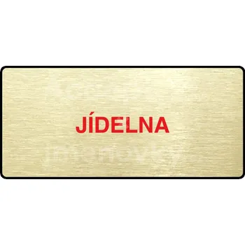 Informační tabulka Zlatý&nbsp;piktogram "JÍDELNA" s červeným textem a rámečkem&nbsp;-