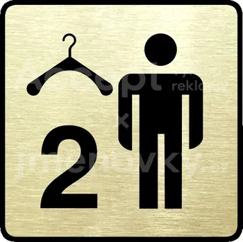 Informační tabulka Zlatý piktogram "šatna muži 2" s černým textem a rámečkem -
