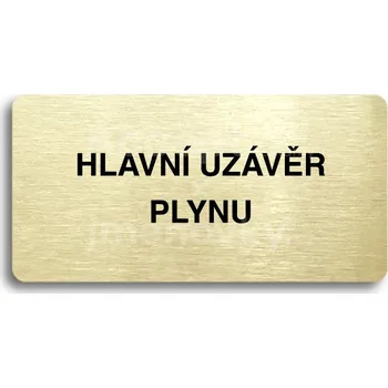 Informační tabulka Zlatý piktogram "HLAVNÍ UZÁVĚR PLYNU" s černým&nbsp;textem bez rámečku&nbsp;-