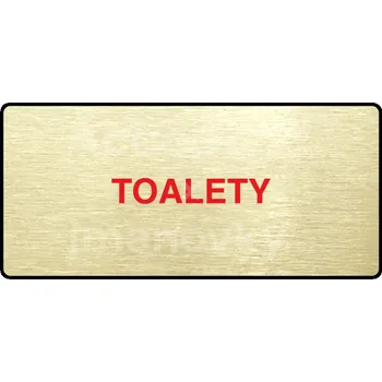 Informační tabulka Zlatý&nbsp;piktogram "TOALETY" s červeným textem a rámečkem&nbsp;-