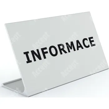 Jmenovka na stůl Informační stojánek D-62 "INFORMACE" - stříbrná