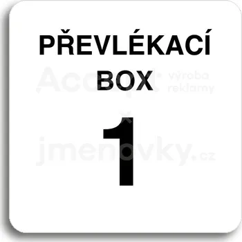 Značení Bílý piktogram "převlékací box X" s černým textem bez rámečku -