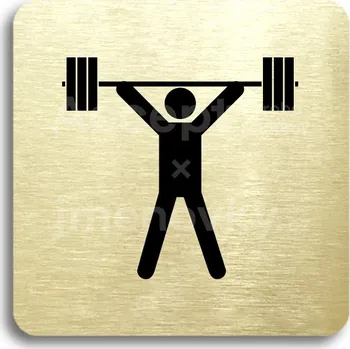 Značení Zlatý piktogram "fitness VI" s černým&nbsp;textem bez rámečku&nbsp;-