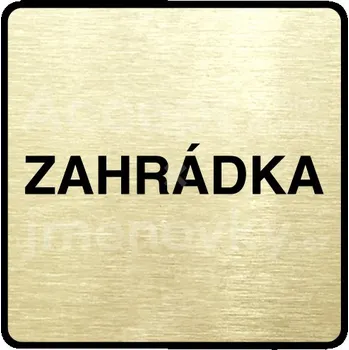 Informační tabulka Zlatý piktogram "zahrádka" s černým&nbsp;textem a rámečkem&nbsp;-