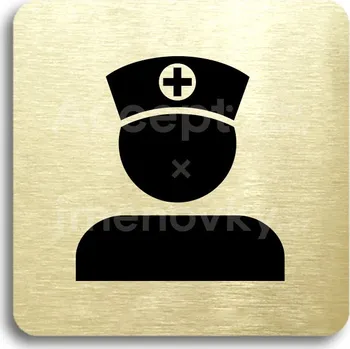 Informační tabulka Zlatý piktogram "vrchní sestra III" s černým&nbsp;textem bez rámečku&nbsp;-