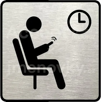 Informační tabulka Stříbrný piktogram "čekárna VII" s černým&nbsp;textem a rámečkem&nbsp;-