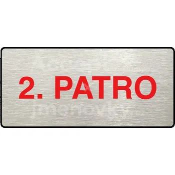 Informační tabulka Stříbrný&nbsp;piktogram "2. PATRO" s červeným textem a rámečkem&nbsp;-