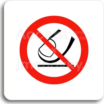 Značení Bílý piktogram "nedotýkejte se" s červeným textem bez rámečku - 80 x 80 mm