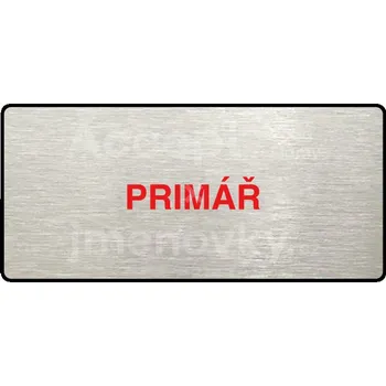 Značení Stříbrný&nbsp;piktogram "PRIMÁŘ" s červeným textem a rámečkem&nbsp;-