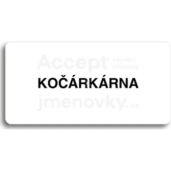 Informační tabulka Bílý piktogram "KOČÁRKÁRNA" s černým textem bez rámečku&nbsp;-