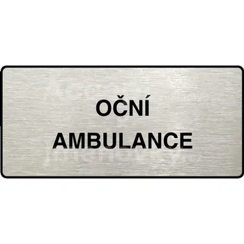 Informační tabulka Stříbrný piktogram "OČNÍ AMBULANCE" s černým&nbsp;textem a rámečkem&nbsp;-