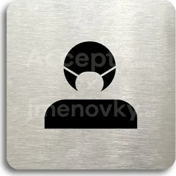 Informační tabulka Stříbrný piktogram "respirátor II" s černým&nbsp;textem bez rámečku -